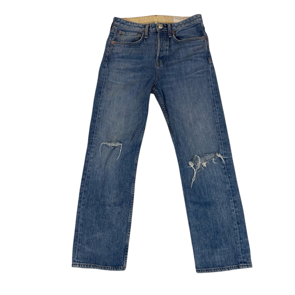 rag & bone Maya High-Rise Ankle Straight Jeans Size 26 Distressed Blue Classic